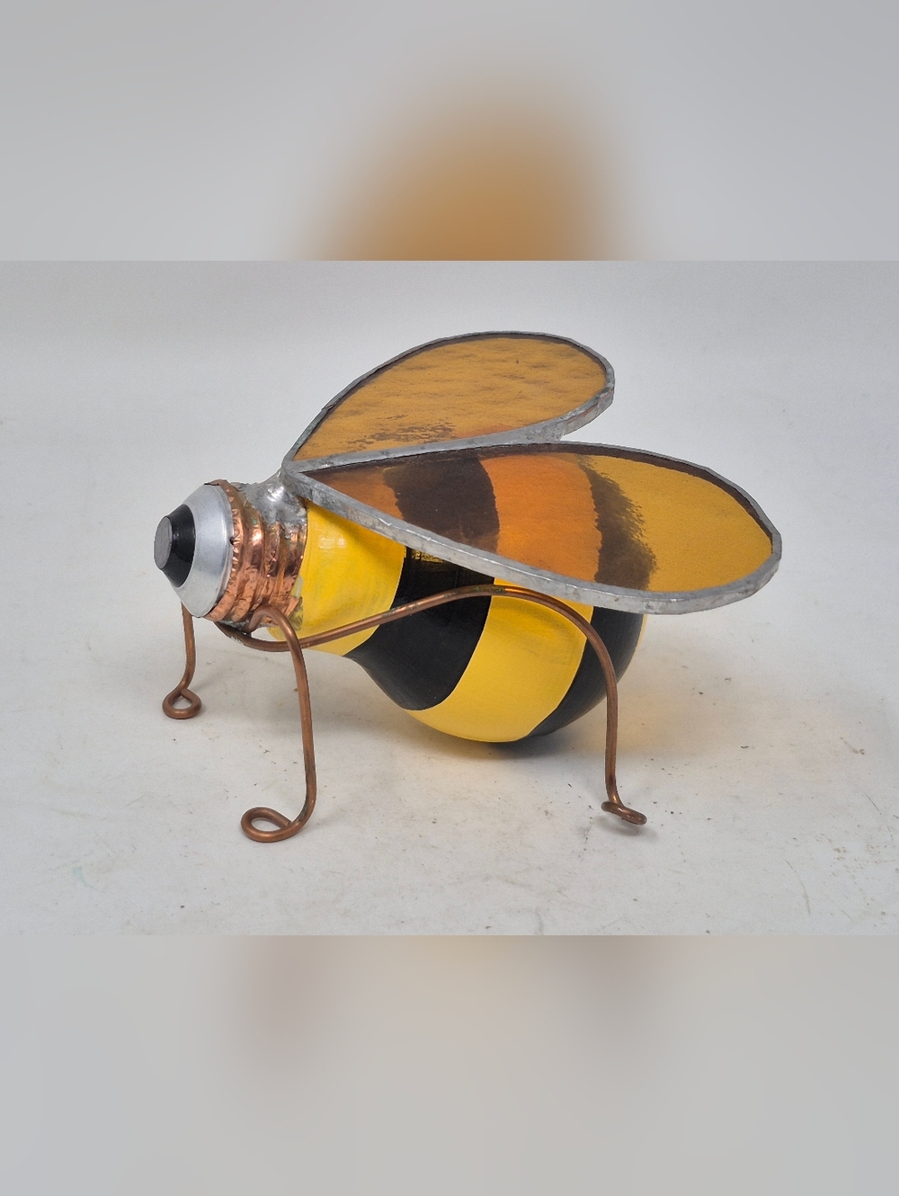 Bumble Bee  Figurine Stained Glass Wings Lightbulb Body